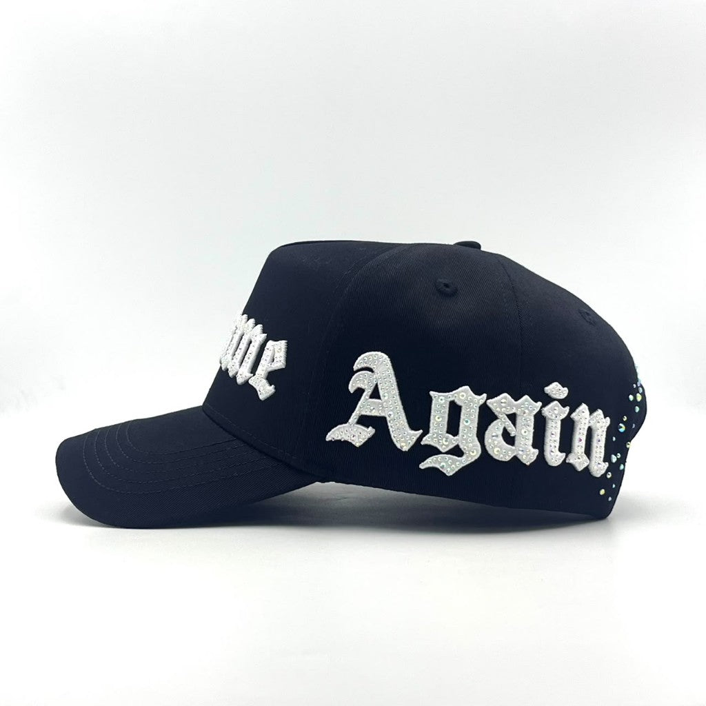 Become Again crystal hat, right — Again in English Towne with crystals