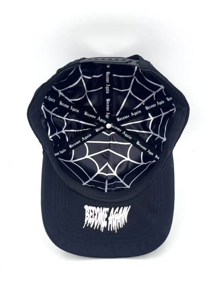Become Again Skeleton hat, interior — web lining and Become Again under the brim